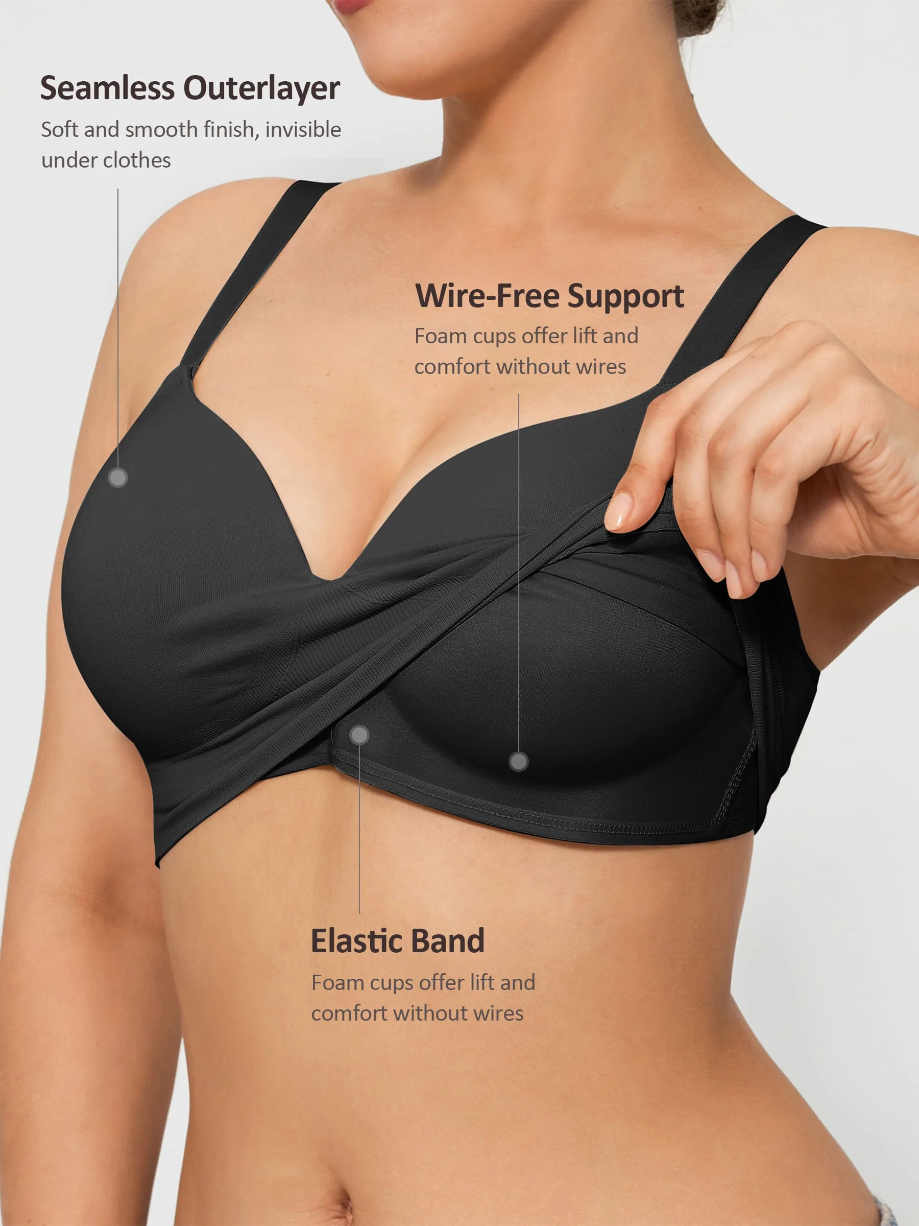 Feelingirl Full Coverage Wireless Bra + Push-Up Seamless Bra - Image 16