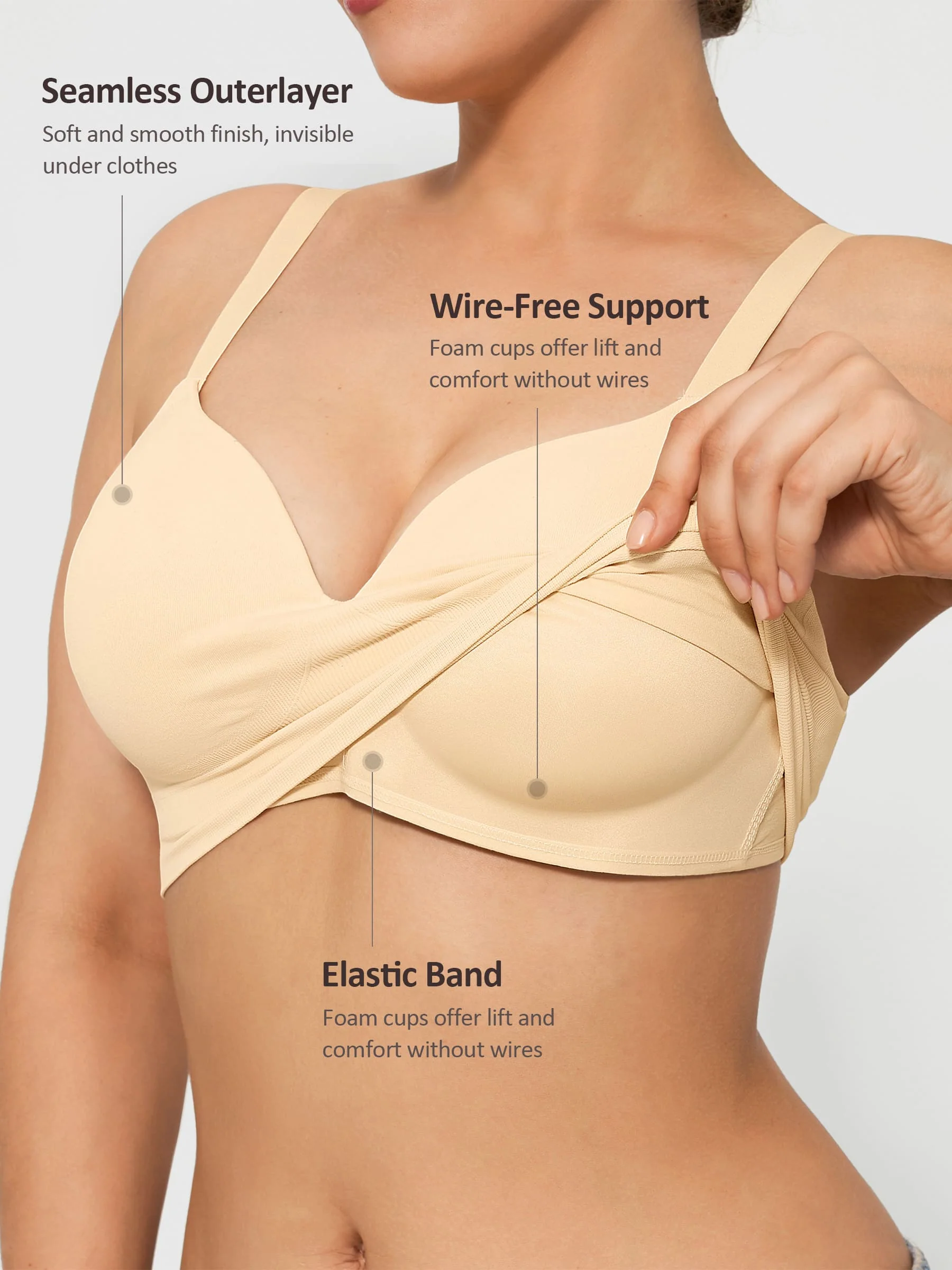 Feelingirl Full Coverage Wireless Bra + Push-Up Seamless Bra - Image 27