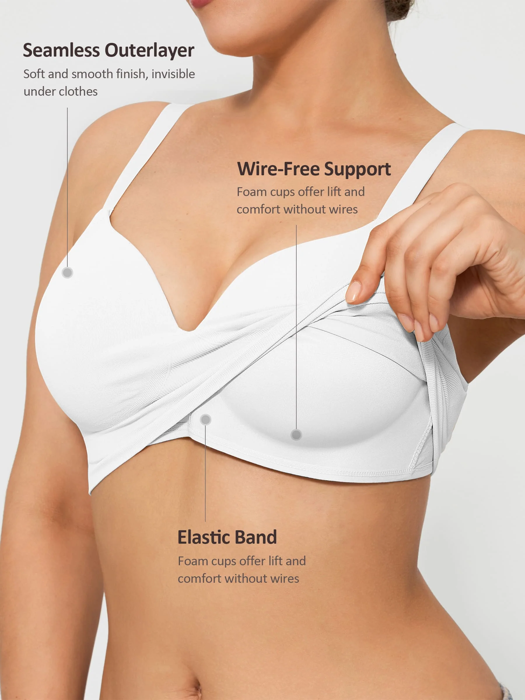 Feelingirl Full Coverage Wireless Bra + Push-Up Seamless Bra - Image 37