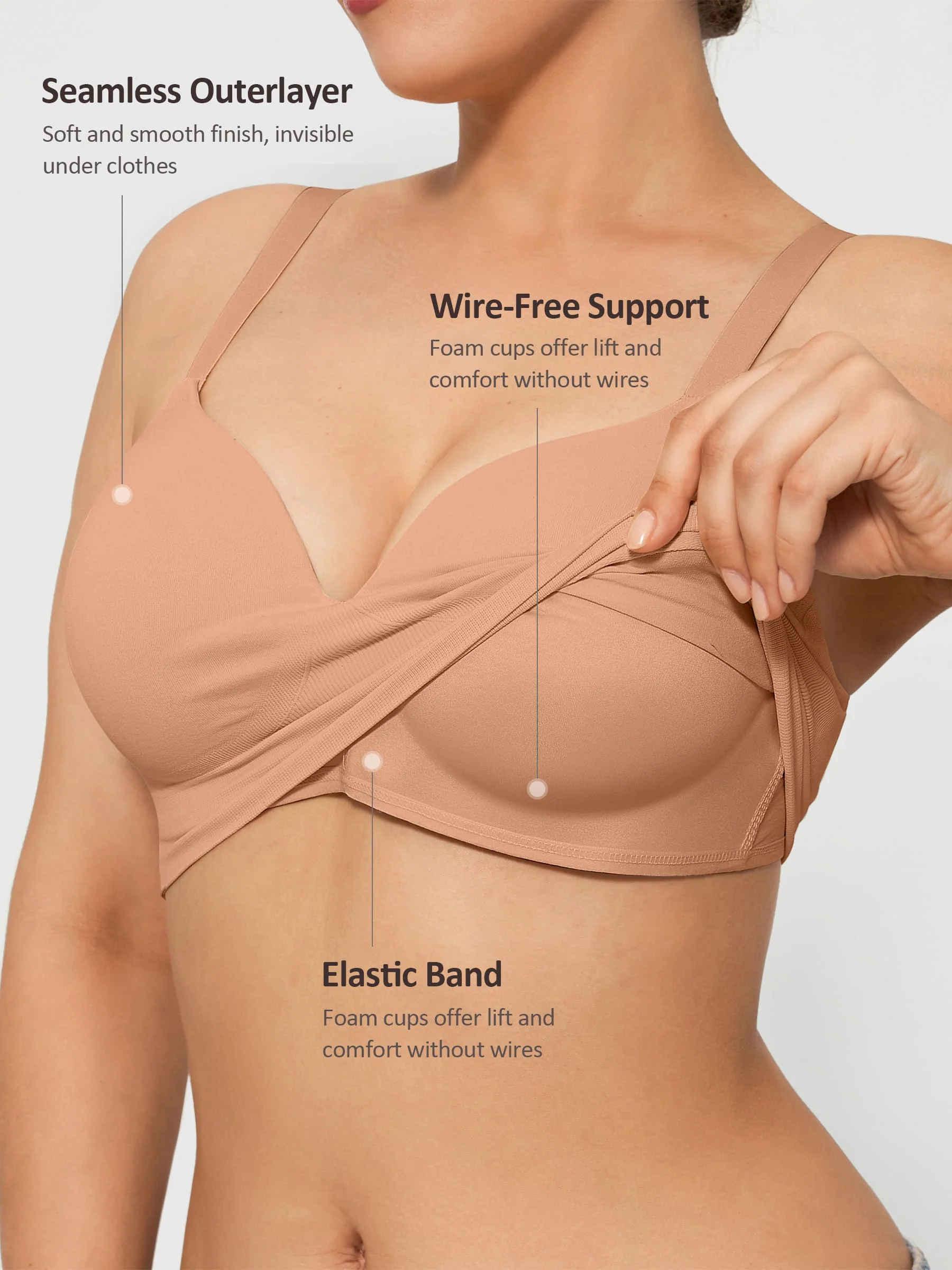 Feelingirl Full Coverage Wireless Bra + Push-Up Seamless Bra - Image 5