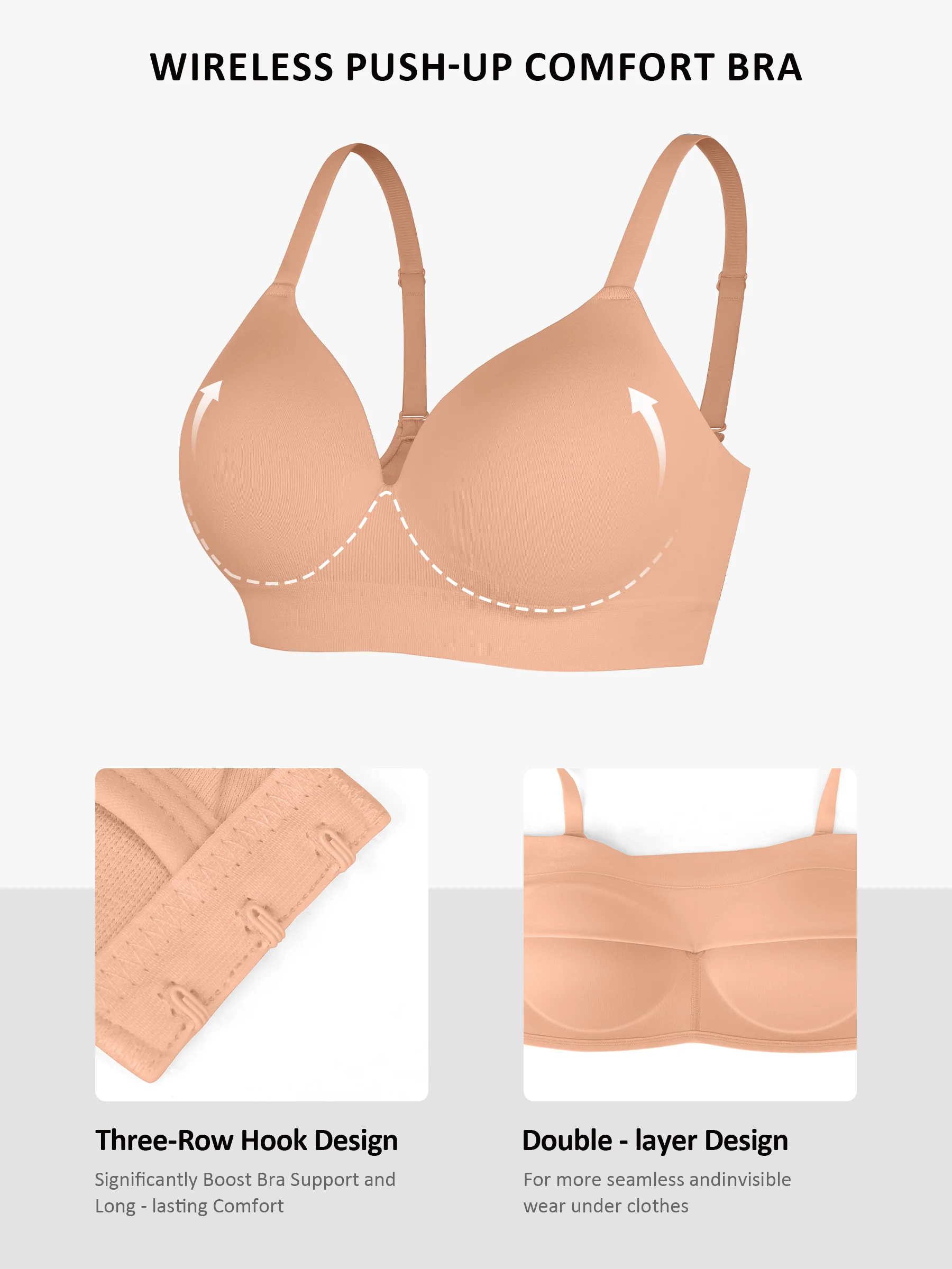 Feelingirl Full Coverage Wireless Bra + Push-Up Seamless Bra - Image 9