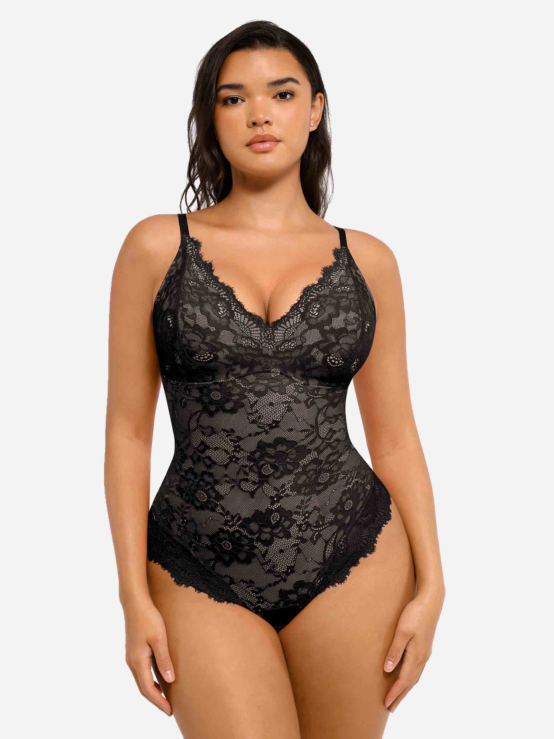 Feelingirl 2-Pack Lace V Neck Full Bodysuit Bundle - Image 16