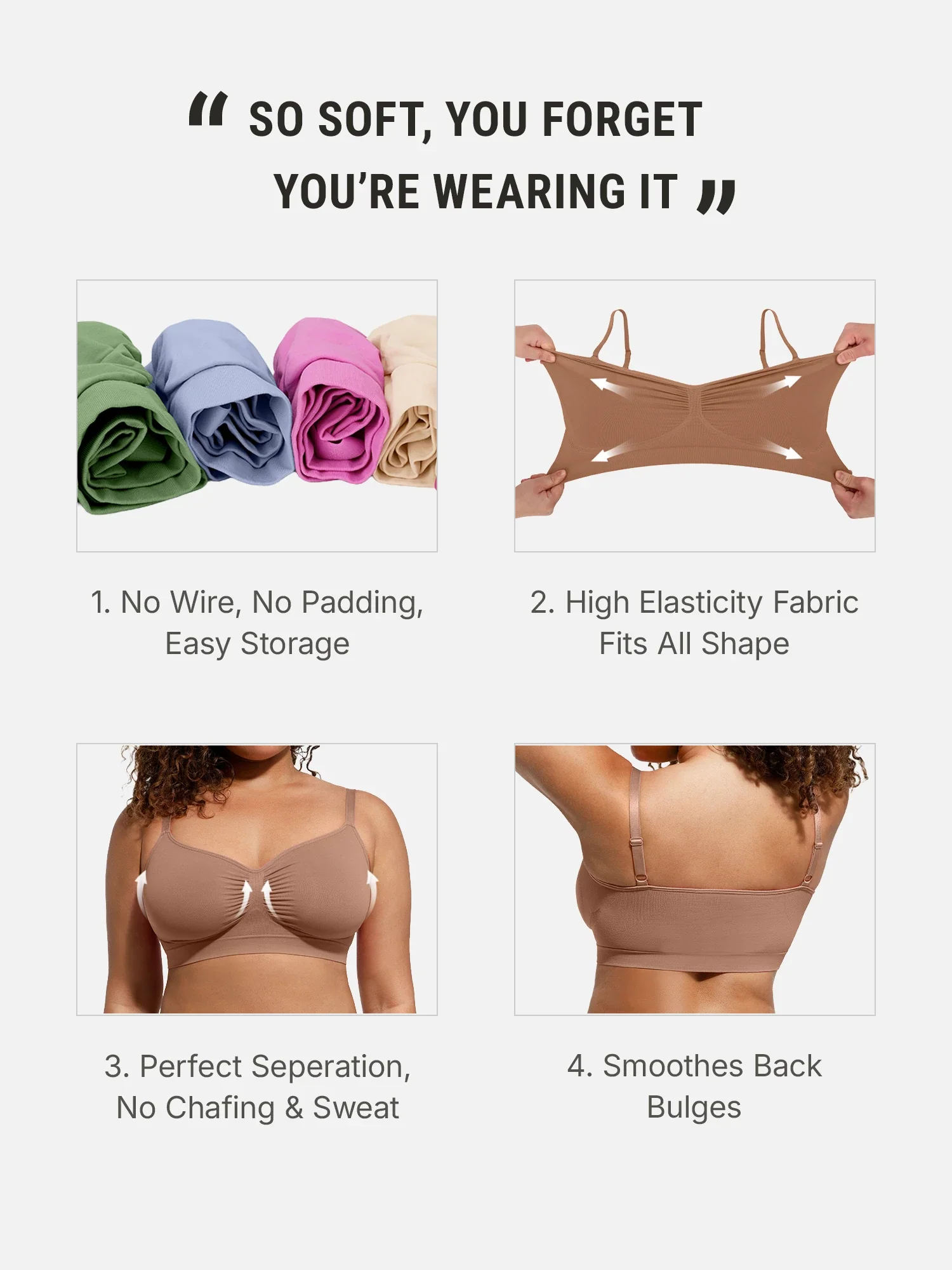 Feelingirl Everyday Wireless Bra Unlined Soft Bra - Image 67