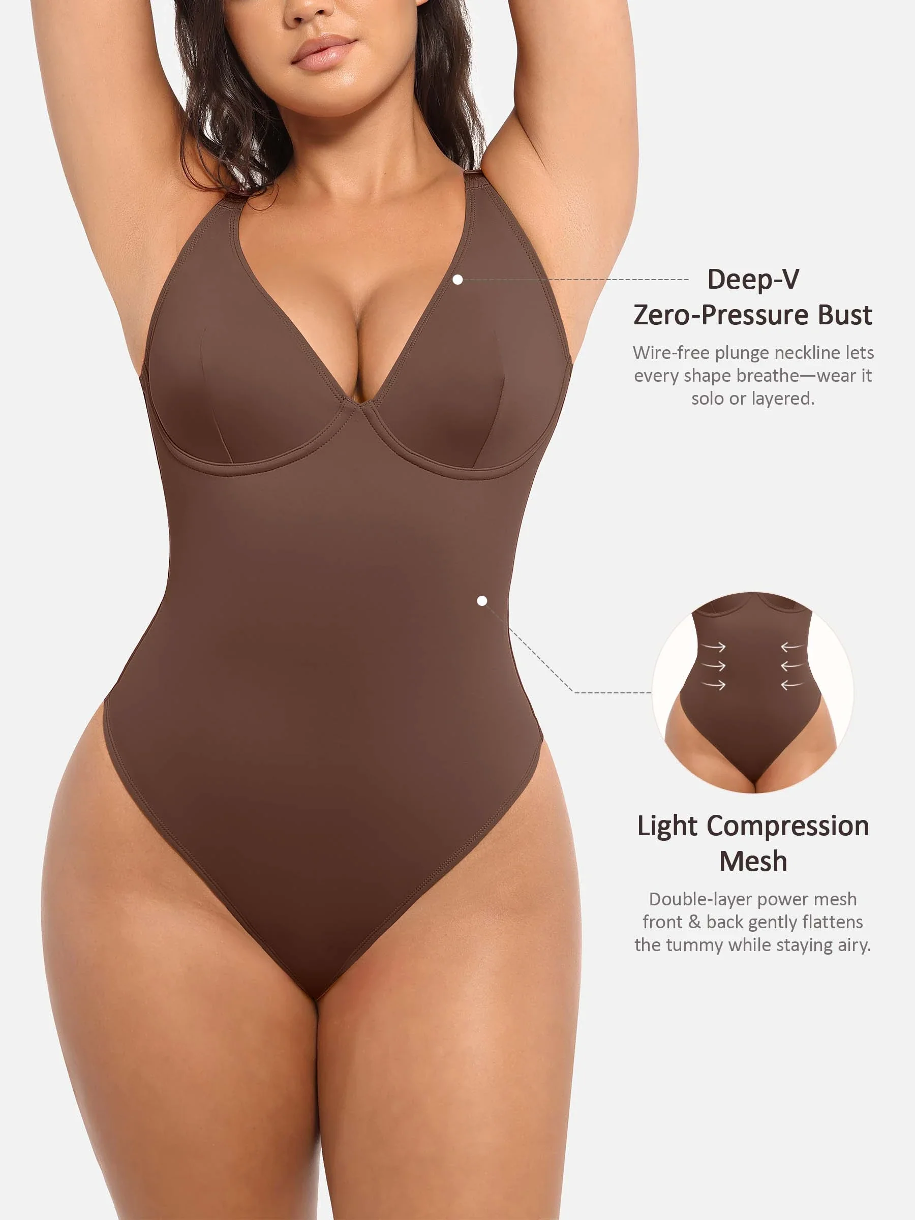 Feelingirl Deep V Neck Tummy Control Shapewear Bodysuit - Image 28