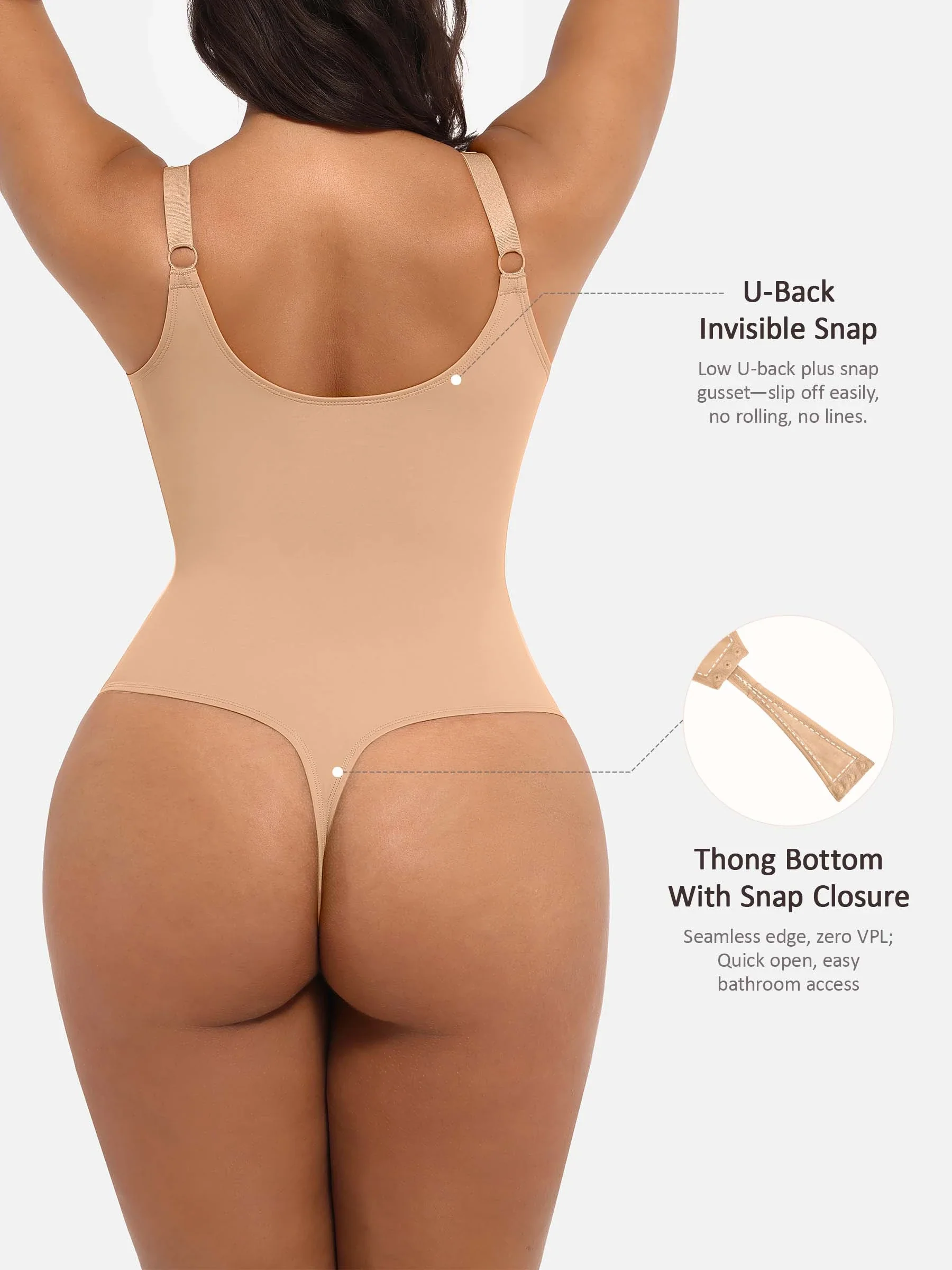 Feelingirl Deep V Neck Tummy Control Shapewear Bodysuit - Image 56