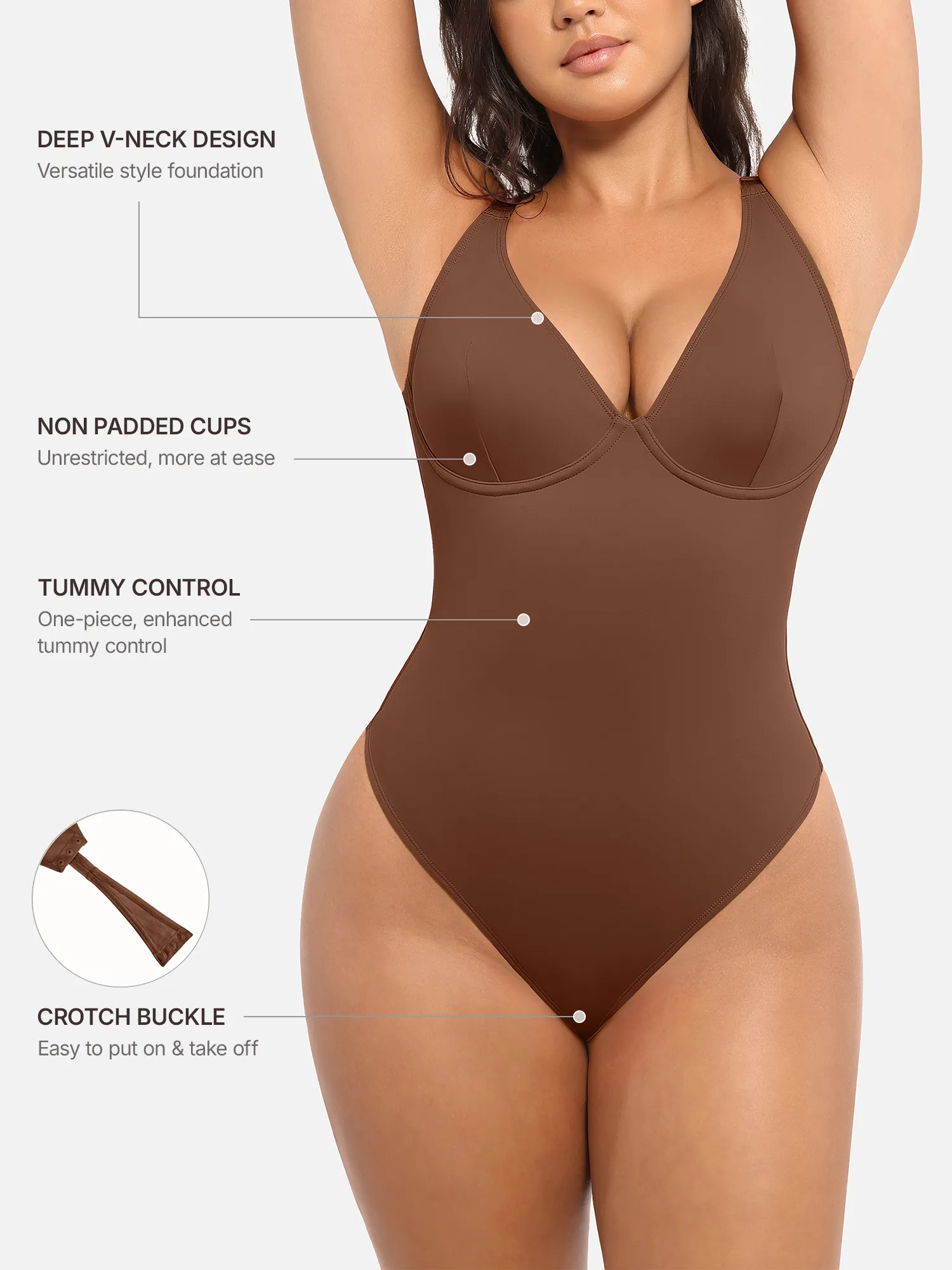 Feelingirl Deep V Neck Tummy Control Shapewear Bodysuit [BOGO] - Image 18