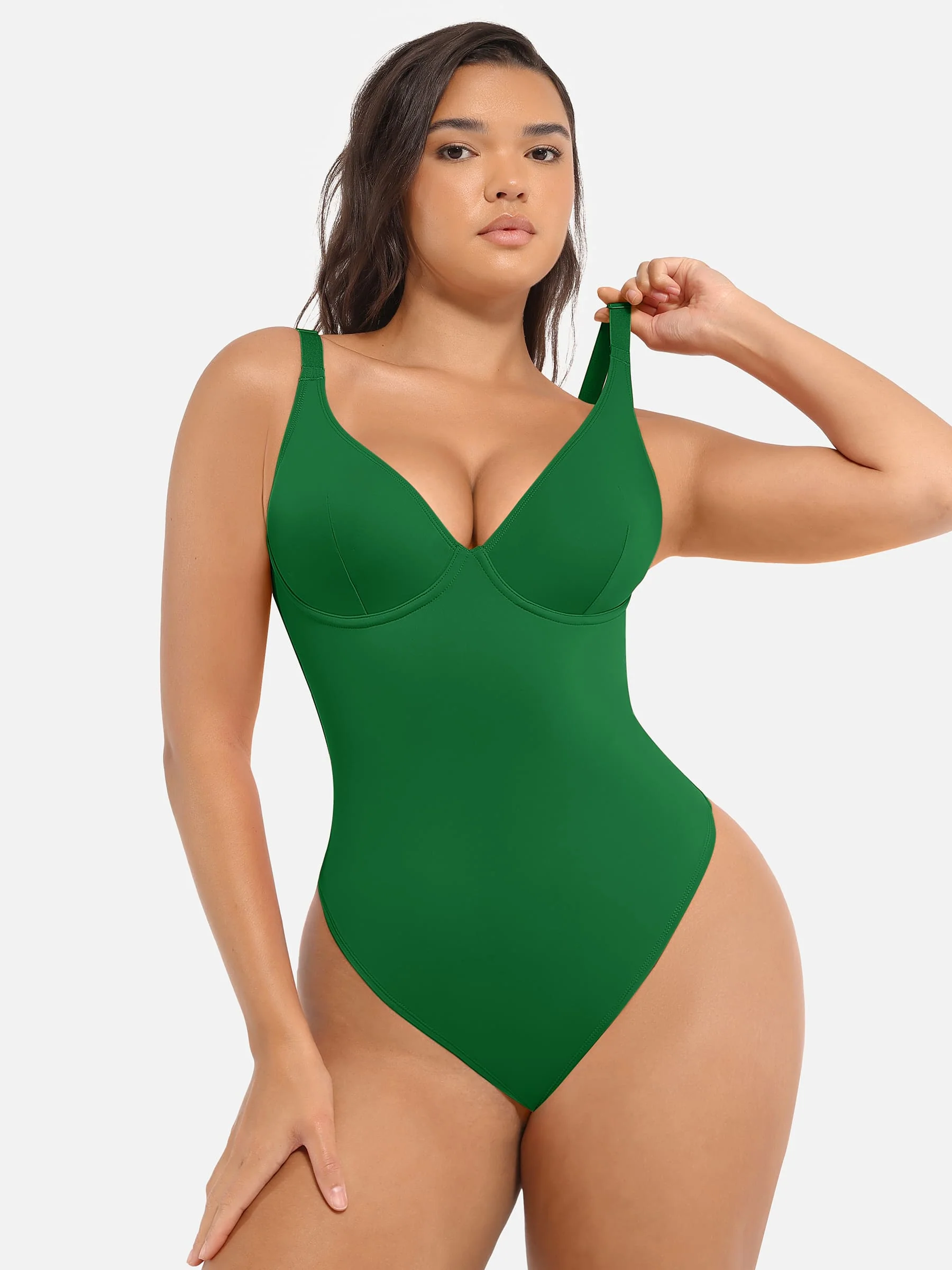 Feelingirl V Neck Tummy Control Bodysuit - Image 67