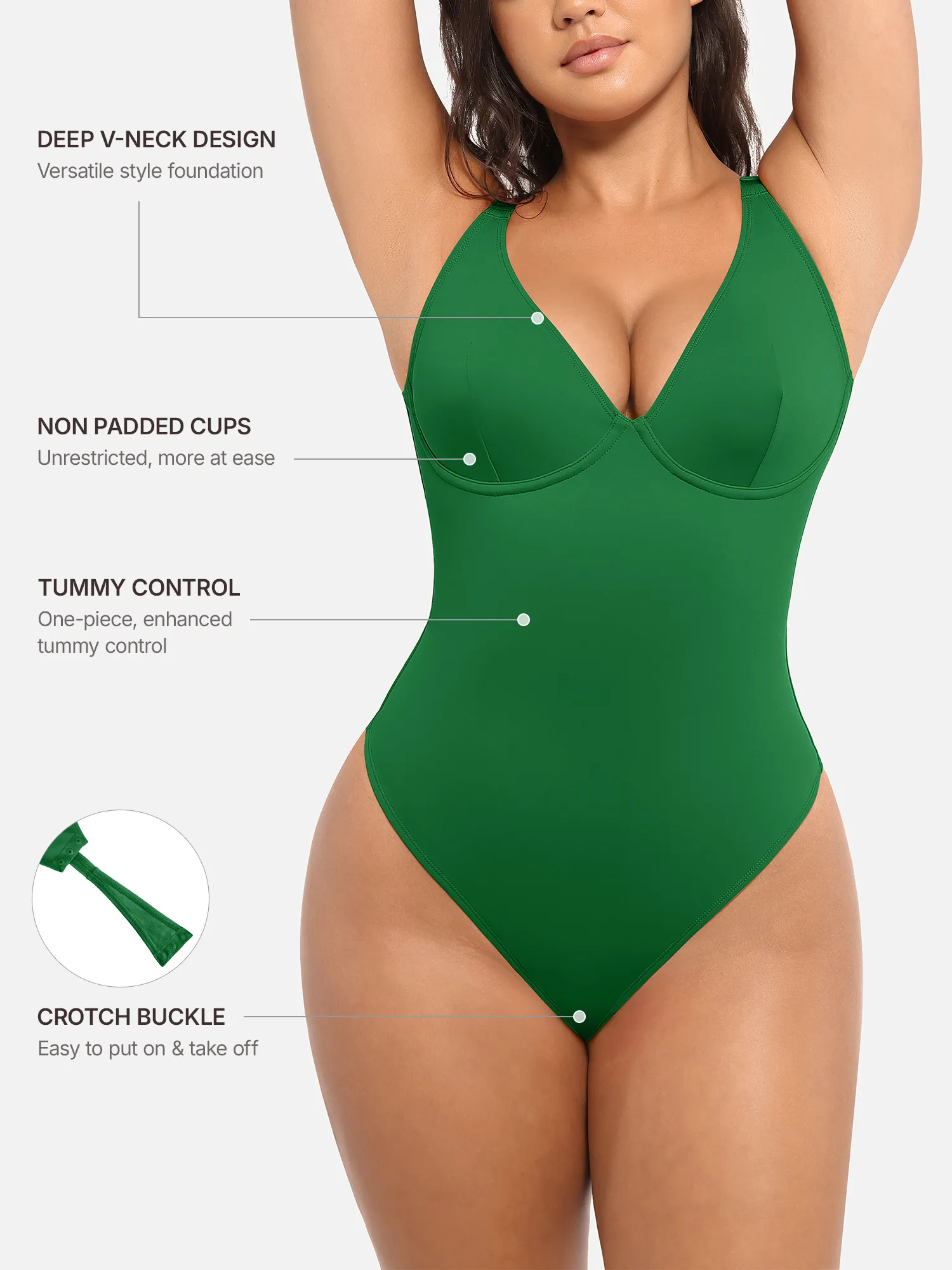 Feelingirl Deep V Neck Tummy Control Shapewear Bodysuit [BOGO] - Image 68
