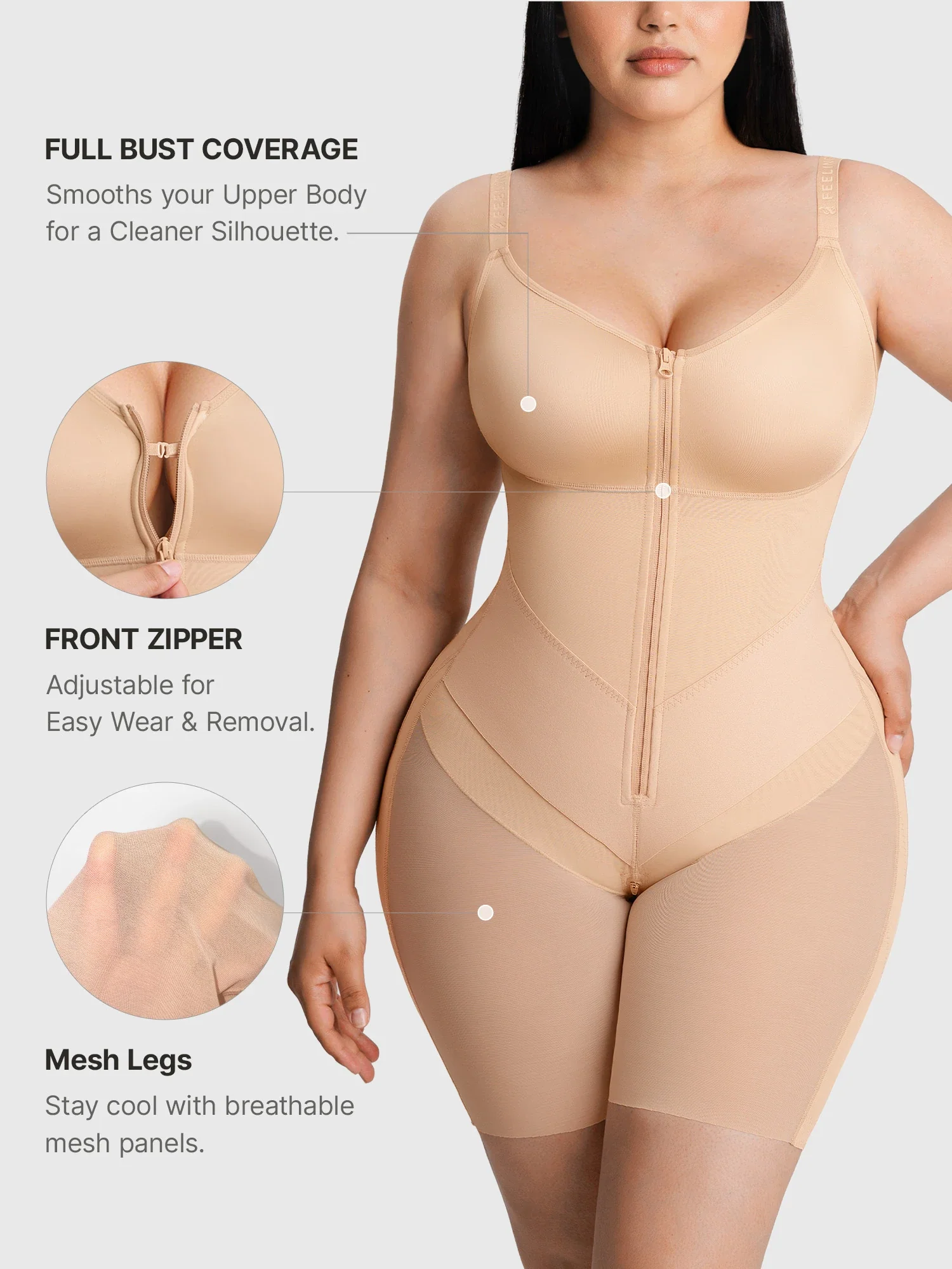 Feelingirl Full-Coverage Chest Faja Tummy Control Butt Lift Bodysuit - Image 22