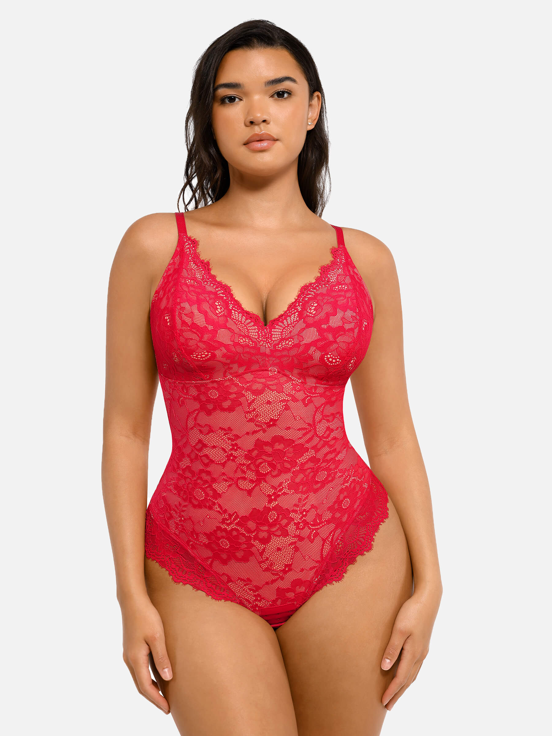 Feelingirl Lace V Neck Full Bodysuit - Image 8