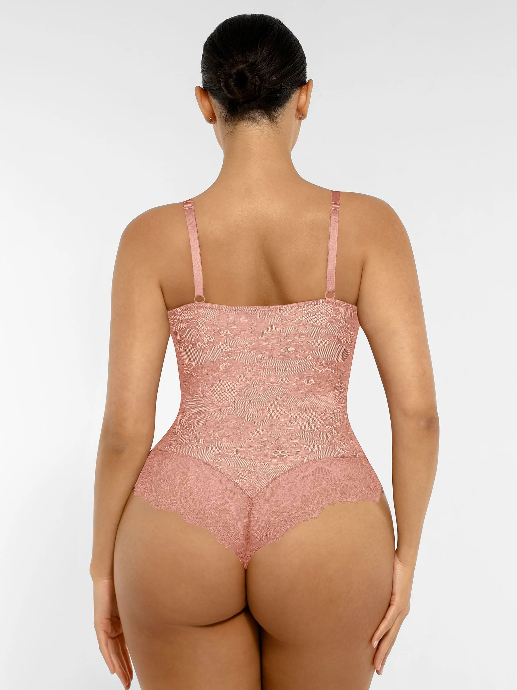 Feelingirl Lace V Neck Full Thong Bodysuit - Image 43