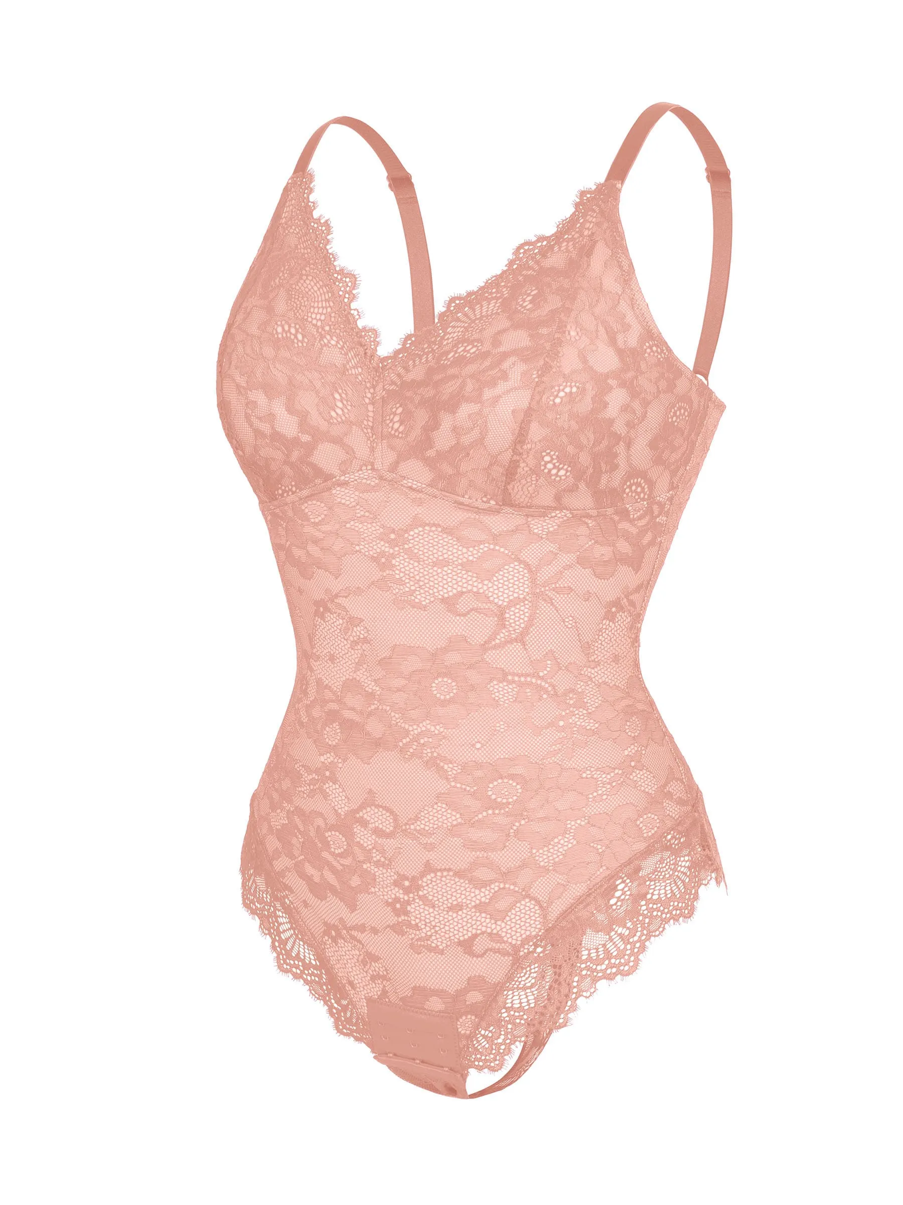 Feelingirl Lace V Neck Full Thong Bodysuit - Image 49