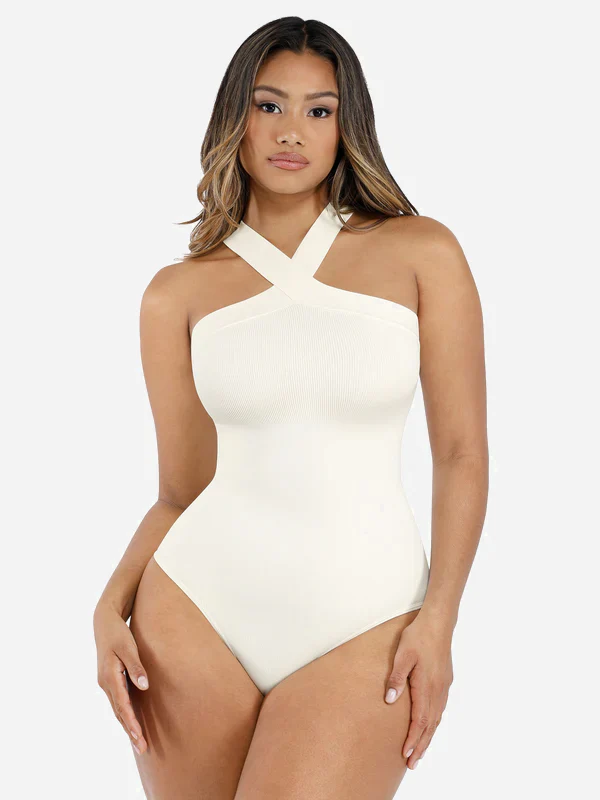 Feelingirl Seamless Crossover Halter Thong Bodysuit Shapewear[BOGO] - Image 21