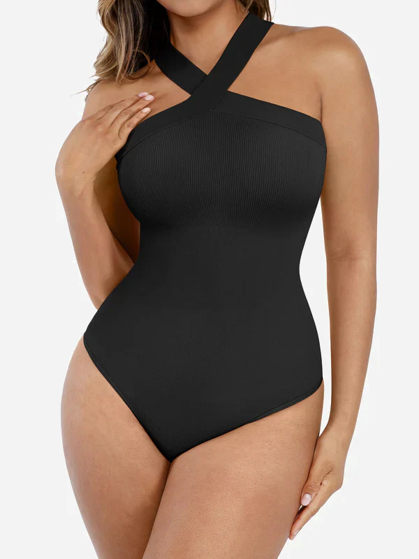 Feelingirl Seamless Crossover Halter Thong Bodysuit Shapewear[BOGO] - Image 6