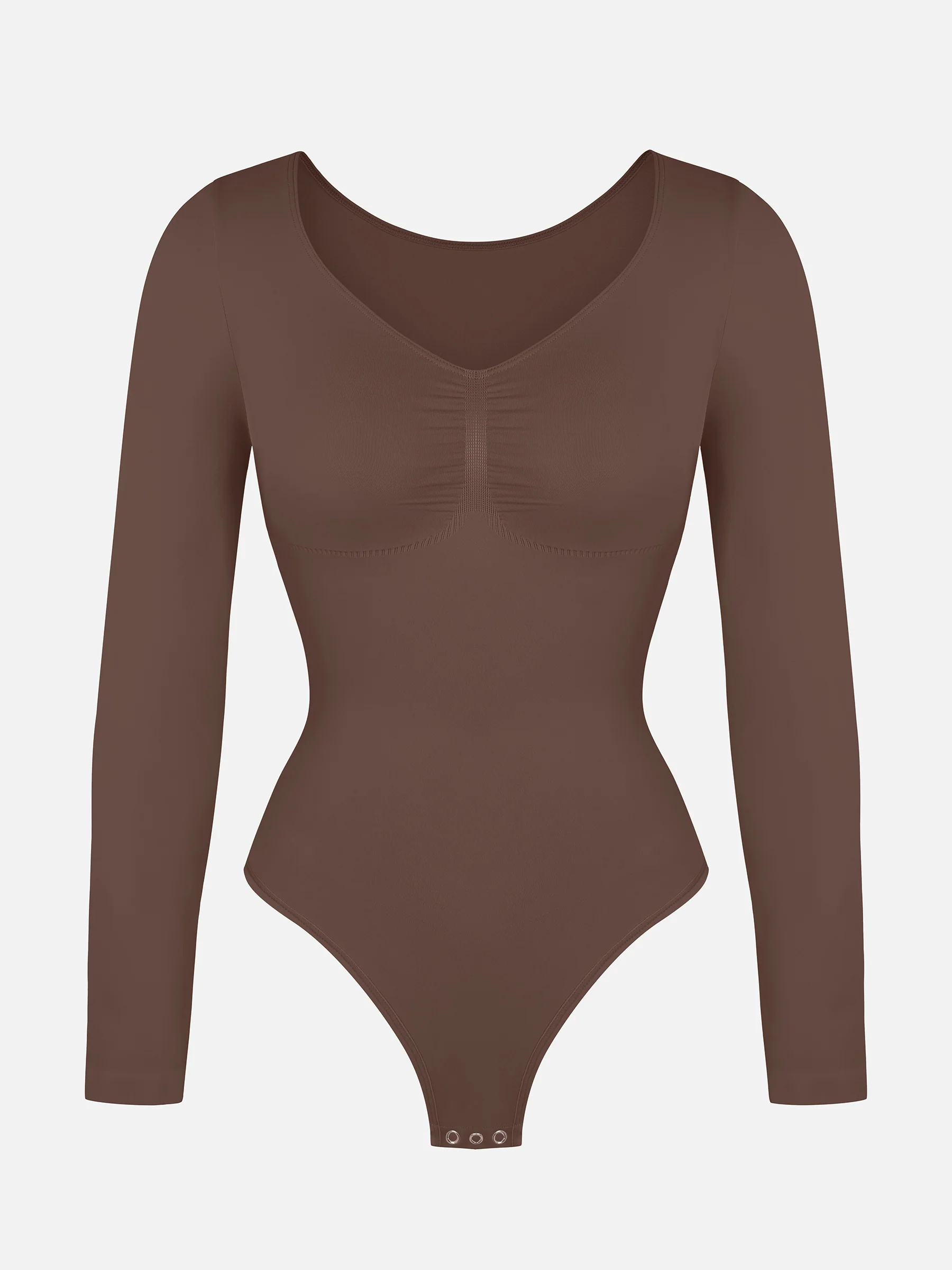 Feelingirl Seamless Long Sleeve Tummy Control Thong Bodysuit - Image 9