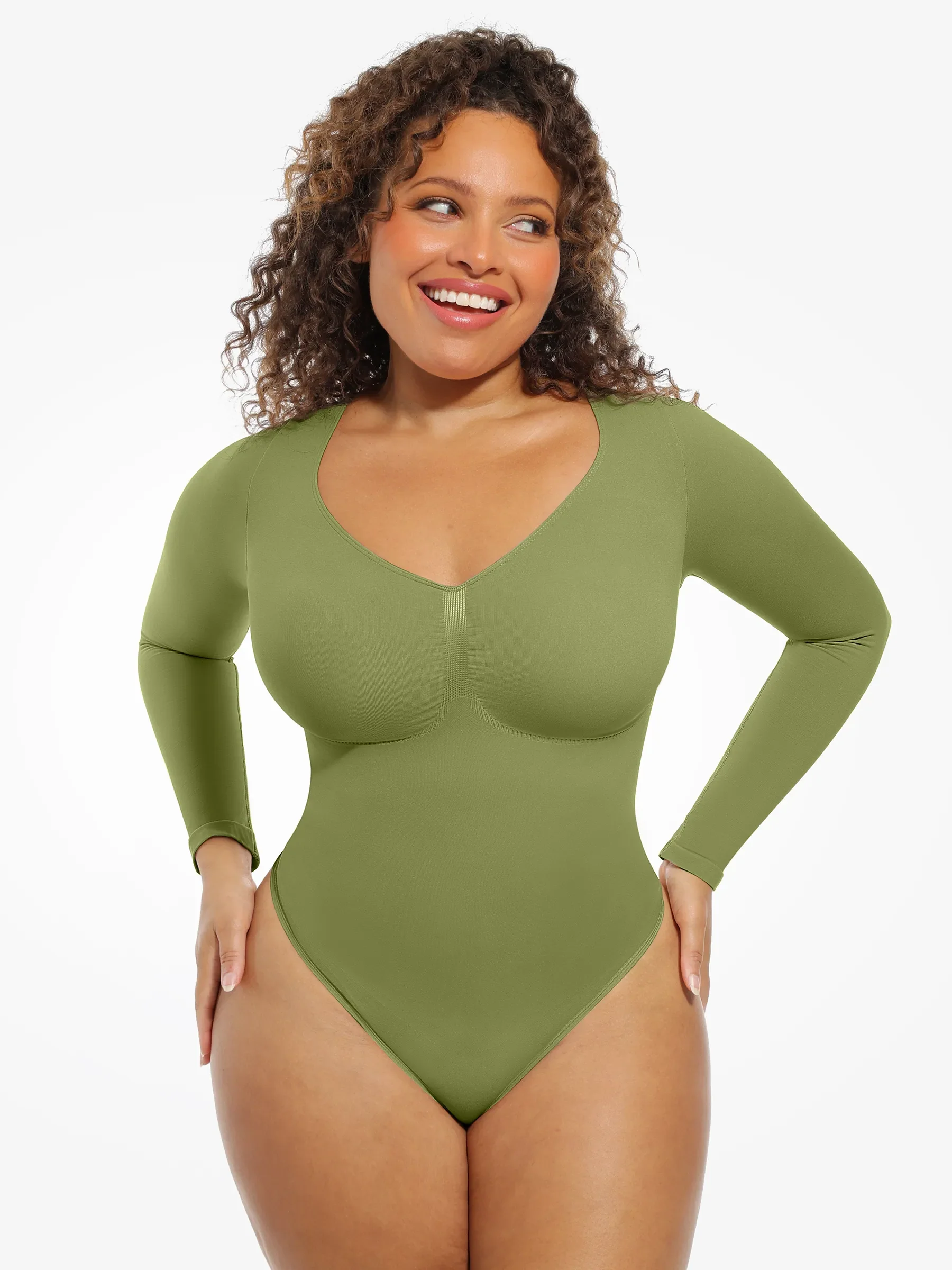 Feelingirl Seamless Supportive Long Sleeve Tummy Control Bodysuit - Image 15