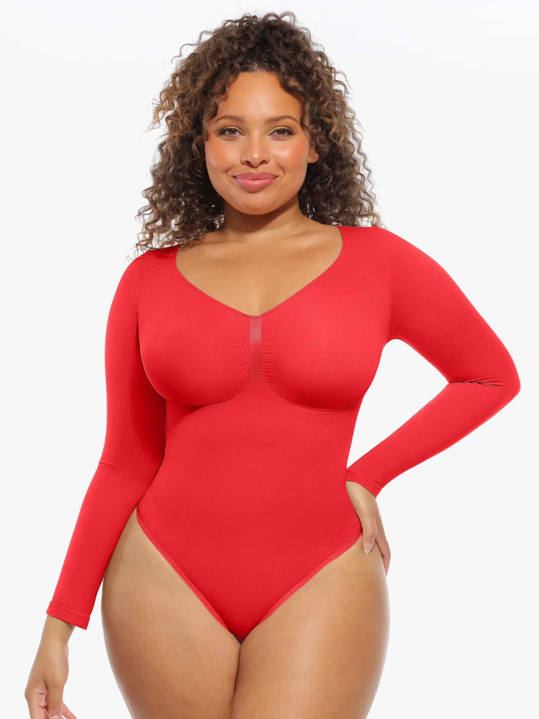 Feelingirl Seamless Supportive Long Sleeve Tummy Control Bodysuit - Image 31