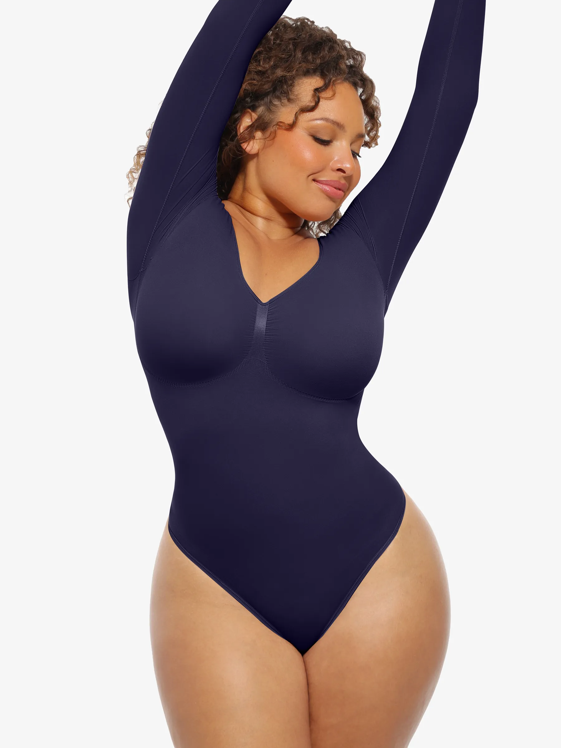 Feelingirl Seamless Supportive Long Sleeve Tummy Control Bodysuit - Image 51