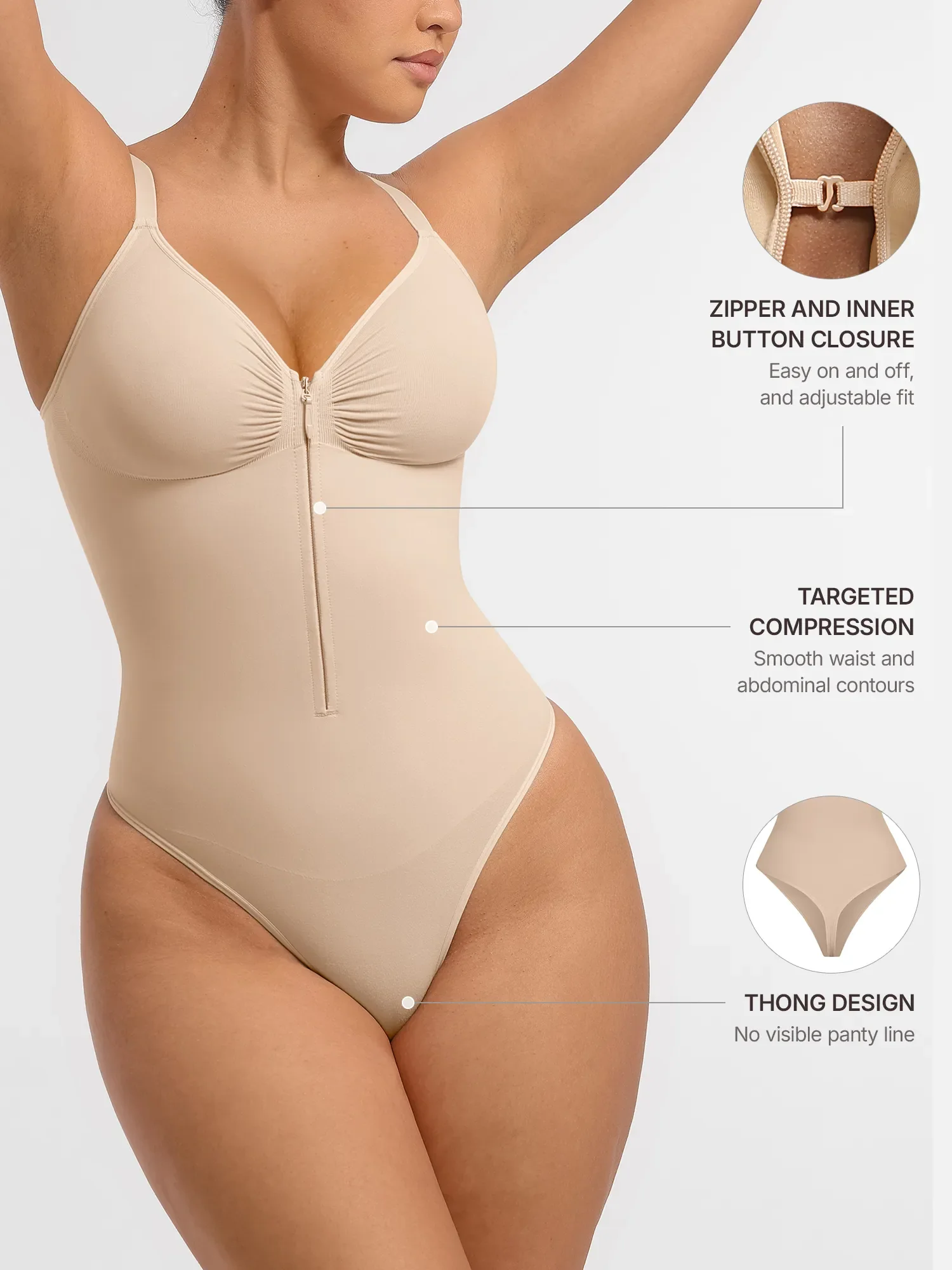 Feelingirl Tummy Control Seamless Zipper Shaping Bodysuit [BOGO] - Image 49