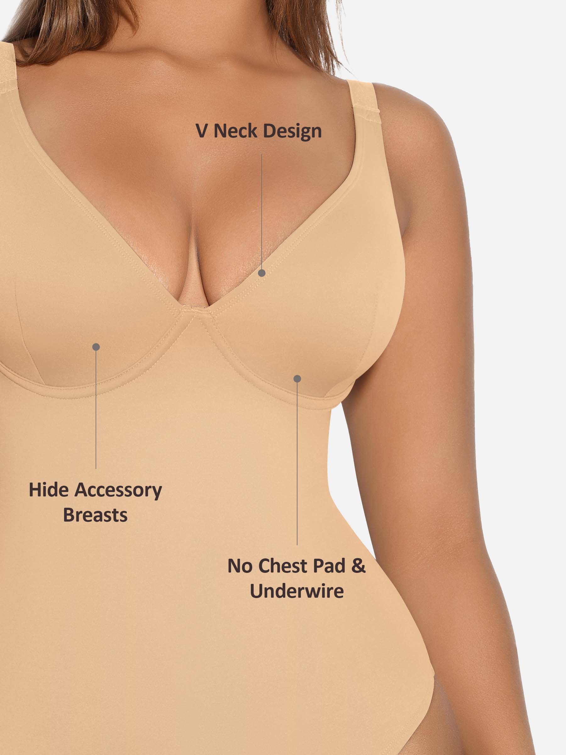 Feelingirl V Neck Tummy Control Shaping Bodysuit - Image 54